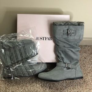 BRAND NEW Just Fab Grey Boots WIDE CALF